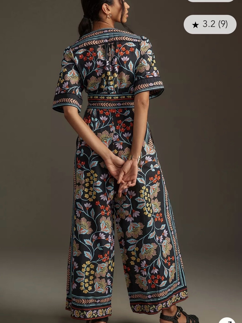 FARM Rio Black Floral Embroidered V-Neck Maxi Dress - Picture 3 of 10
